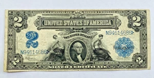 US Series of 1899 $2 Silver Certificate Two Dollar Large Note Bill Blue Seal - Picture 1 of 8