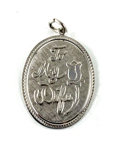To My Wife/Rose Charm | Sterlingsilber (nicht anlaufend) | Oval | 1 1/8" | Neu aus altem Lagerbestand - Bild 1 von 2