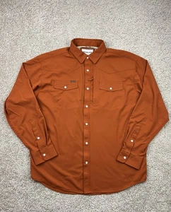 Poncho Shirt Men's Large Orange Pearl Snap Western Regular Fit Long Sleeve Vent - Picture 1 of 12