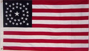 SCHWERE BAUMWOLLE 34 STERNE AMERIKANISCHE FLAGGE bestickt & genäht - HISTORISCH USA - Bild 1 von 6