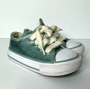 Converse Chuck Taylor All Star Turquoise Metallic Sneakers Baby Girls Size 4 - Picture 1 of 13