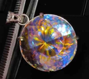 80 Ct +Certified Natural Round Mystic 925 Solid Silver Pendant Loose Gemstone - Picture 1 of 12