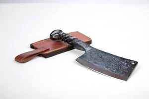 Eisenbahnspieß 9,5" Fleischerbeil HANDGESCHMIEDETER KOHLENSTOFFSTAHL, Gürtelscheide - Bild 1 von 11