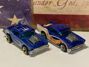 HOT WHEELS 57 CHEVY X2. 1996 BLUE,RACE TEAM & 1999 5 PACK BLUE/WHITE LOOSE - Picture 1 of 7