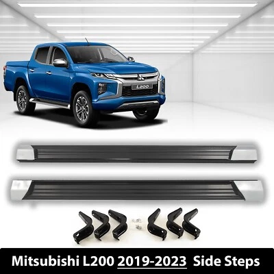 NEW OEM RUNNING BOARDS SIDE STEPS BARS PAIR FOR MITSUBISHI L200 SERIES 6 2019-23 - Image 1 of 4