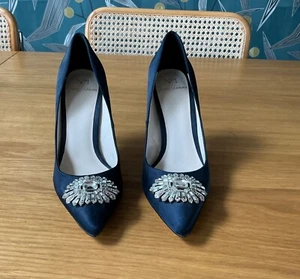 No 1 Jenny Packham Navy Wedding/Mother Of The Bride Heels Size 4 EXCELLENT - Picture 1 of 5