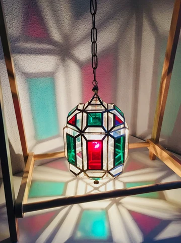 32" ✨ Granada Spanish Nazari Ceiling Lamp Lantern Mosaic Stained Glass Geometric Cover