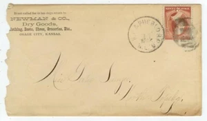 1884 Osage City Kansas Newman Dry Goods Boots Shoes KC & Pueblo railroad cancel - Picture 1 of 1