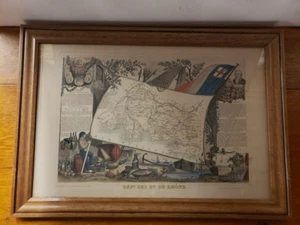 Framed Antique 1852 Levasseur Hand Colored Map of the Dept. Bes Du Rhone, France - Picture 1 of 10