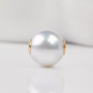 Luster 10.1mm White South Sea Cultured Loose Pearl Full Drilled,18KY Gold,7.45Ct - Picture 1 of 6