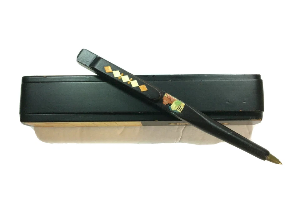 Vintage Handmade & Handpainted Colombian Wooden Decorative Pen Case Souvenir Pen - image 1 of 4