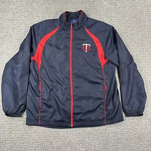 Reebok Minnesota Zwillinge Jacke groß blau Windbreaker mit durchgehendem Reißverschluss gefüttert Logo Herren - Bild 1 von 18