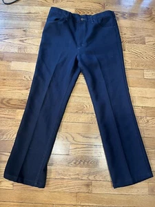 Vintage Wrangler Pants 35 x 34 (29 actual) Polyester Dark Blue/Black 00082NV - Picture 1 of 11