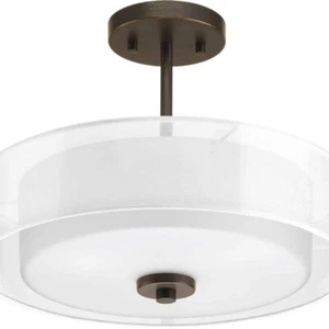 Invite 3-Light Antique Bronze Semi-Flush Mount Light by Progress Light - Picture 1 of 3