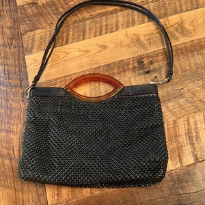 Vintage Whiting and Davis Mesh Handbag Made in the USA Medium Amber Handles - Picture 1 of 9
