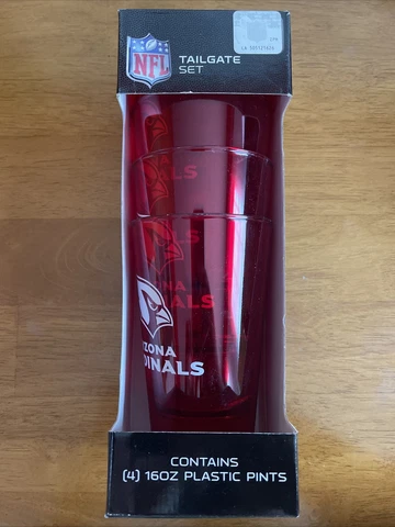 Arizona Cardinals Tailgate Set 4 16oz Plastic Cups Cover