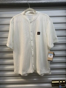 NWT Nike Dri-Fit Mens Kevin Durant KD Short Sleeve Button Shirt Cream Medium - Picture 1 of 12
