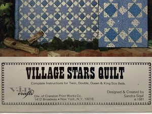 Village Stars Quilt Pattern Twin Full Queen King 4 Sizes 1981 Vintage Bedding - Picture 1 of 4