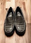 Ara Women's Astrid Loafer Size 7 Slip On Flat Shoe Black Croc Leather Comfy