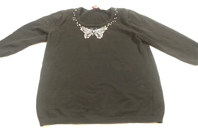 Sudadera Quacker Factory Estrás Forma Mariposa Bling Negra Mujer Talla S Foto 1 de 4