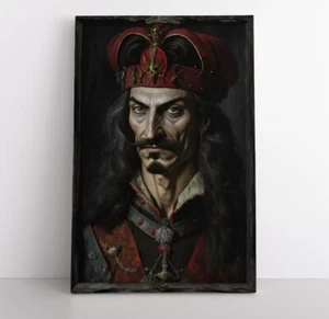 Vlad der Pfähler Vintage Portrait Gemälde Druck Leinwand Dunkel Gothic Wandbild - Bild 1 von 10