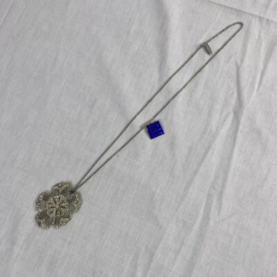 NUEVO CON ETIQUETAS Collar de Cadena Vintage Whiting Davis Tono Plata Estrás Flor Colgante Foto 1 de 4