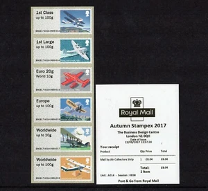 MAIL BY AIR STAMPEX HERBST 2017 A014 Sammlerstreifen POST GO FV 18,45£ - Bild 1 von 1