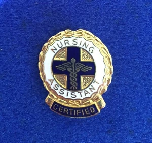 Broche prendedor de solapa de enfermera médica asistente de enfermería certificado Cloisonne de 1970 - Imagen 1 de 3