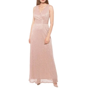 Marina Metallic Strick ärmelloses langes Kleid mit V-Ausschnitt - weich rosa Größe 10 - Bild 1 von 5