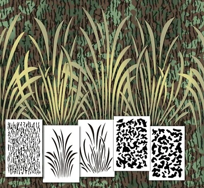 ACID TACTICAL Duck Boat Camouflage Stencils Camo Spray Paint Stencil Jon Grass Multicam Bark
