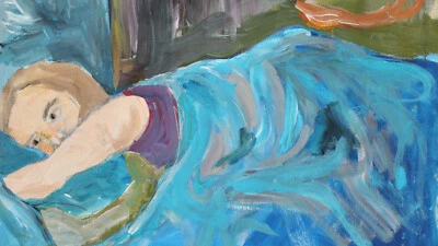 Vintage original gouache painting female portrait - Image 1 of 4