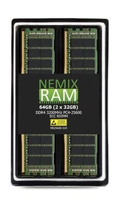 NEMIX RAM 64GB (2X32GB) DDR4 3200MHZ PC4-25600 2Rx4 1.2V 288-PIN ECC RDIMM Re... - Picture 1 of 6