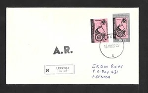 Cyprus 1970 Social Aid and 1980 Anniversaries stamps on Cover R. Lefkosa ,A.R. + - Picture 1 of 2