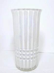 Vintage White Iridescent Cased Glass 7.75" FTDA Made In USA Vase - Picture 1 of 7