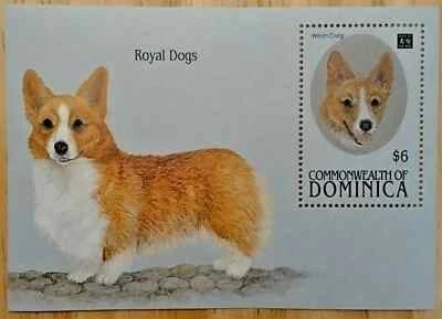 Dominica 1994, Royal Dogs, Welsh Corgi, hoja de estampillas de recuerdo Scott #1686 MNH GEMA Foto 1 de 2