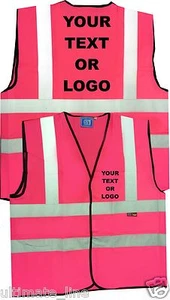 HI VIS rosa bedruckte personalisierte SICHERHEITSWESTE reflektierende TAILLE Party Henne - Bild 1 von 3