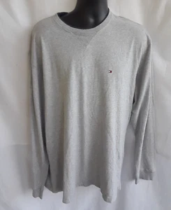 Tommy Hilfiger Long Sleeve Gray Tee XL 100% Cotton Flag Logo Unisex Adult - Picture 1 of 7