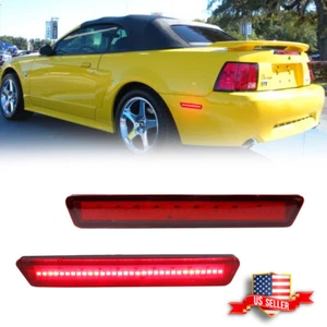 2Pcs Red Lens Rear LED Bumper Side Marker Lamp Lights For 1999-2004 Ford Mustang - Picture 1 of 10