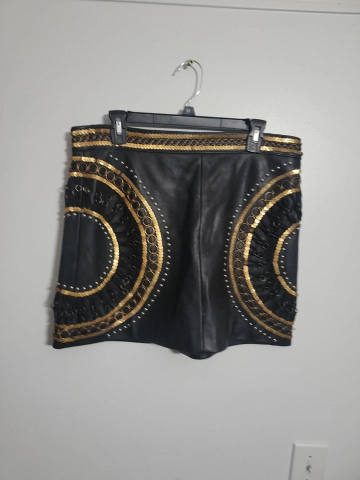 Minifalda Nasty Gal Negra Cuero Genuino Plateada Tachonada Punk Bloggers Festival Foto 1 de 4