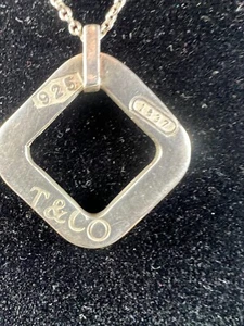 Tiffany & Co. 1837 Montage Square Silver pendant 925 w/ a 925 Silver Necklace - Picture 1 of 3