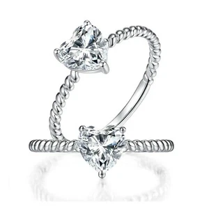 1 CT Solitaire Heart Cut Moissanite Engagement Bridal Ring 925 Sterling Silver - Picture 1 of 7