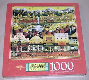 NEW Train to Town Station Hotel Stores Charles Wysocki 1000 Piece Puzzle - Picture 1 of 7