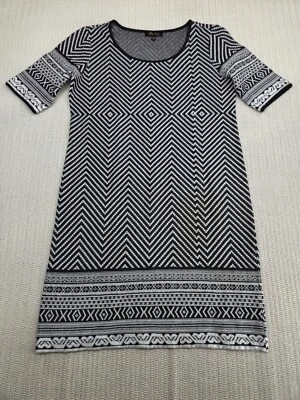 Vestido Melissa Paige Mujer Grande Negro Blanco Espiga Cuello Redondo Manga Corta Foto 1 de 4