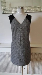 Next Black White Dogtooth Shift Formal Work Occasion Party Dress Size 14 - Picture 1 of 10