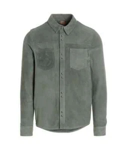 Mens Gray Pure Suede Leather Jacket Slim Fit Trucker Jacket Custom Size S M L XL - Picture 1 of 4