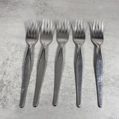 5 Dinner Forks Noritake LINDEN Japan 18/8 Stainless 7 1/2" - Image 1 of 4