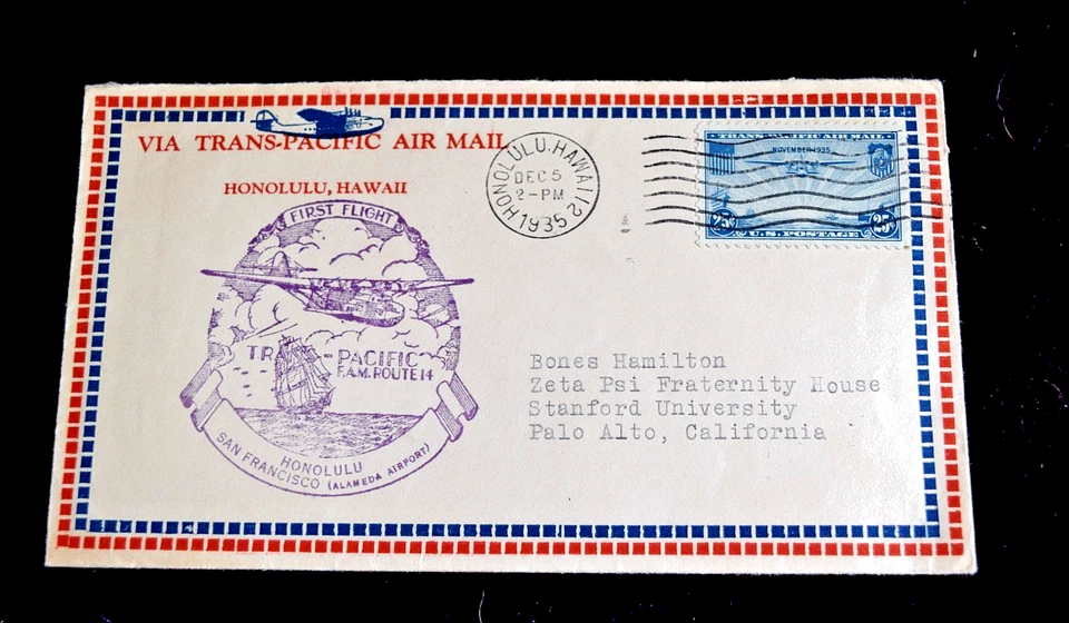 Honolulu Hawaii San FranciscoTrans-Pacific First Flight Envelope 1935 - Image 1 of 1