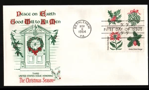 1964 5c Christmas: First Se-tenant Issue First Date Cover Scott  #1254-57  FD065 - Picture 1 of 2