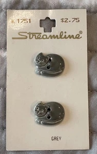 Streamline Gray Sleeping Cat Cats Buttons New!! - Picture 1 of 3