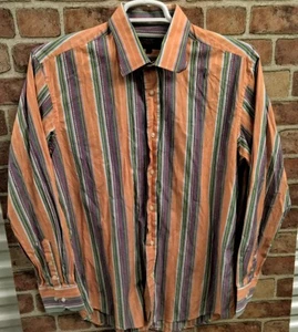 DragonFly Live Retro Hippie Men's XL  Salmon blue Stripes Long Sleeve Shirt  - Picture 1 of 4